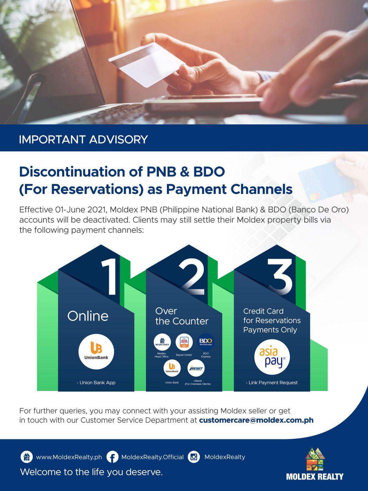 Important Advisory: Discontinuation of PNB & BDO (For Reservations) as Payment Channels