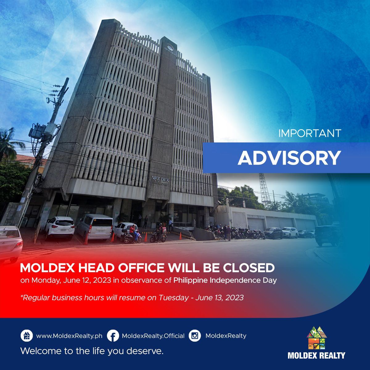 Important Advisory: Moldex Head Office Independence Day 2023 Schedule
