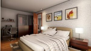Kathryn House Model - Architect's Perspective of Master Bedroom
