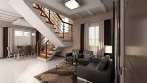 Brie, Interior Perspective of Living Area & Dining Area